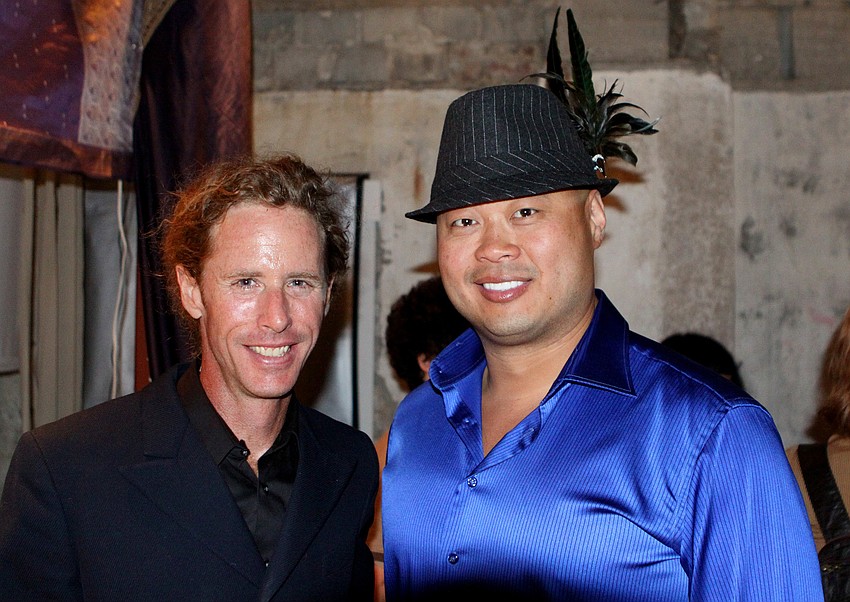 John Dickson and Telap Tan pose together at the book launch party Saturday, May 14 at Red Panty Press Studio.