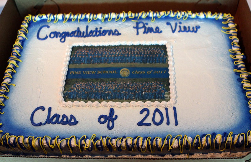 A custom ordered cake featured the class photo and the funny class photo of the Pineview Class of 2011.