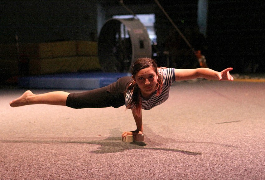 Koval did a hand balancing act Thursday, Aug. 18 inside the PAL Sailor Circus Arena. Koval is a member of the School of Acrobatics and New Circus Arts (SANCA) in Seattle, WA.