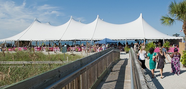 The tent at Sharky's on the Pier
