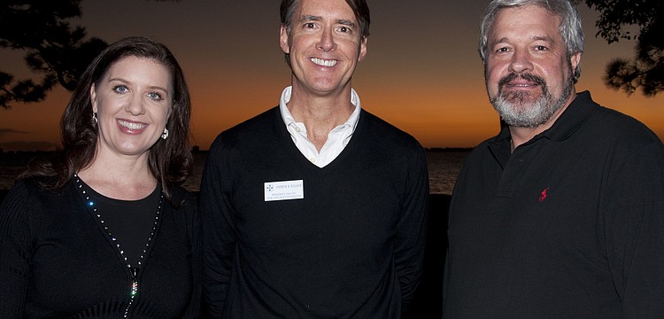 Event co-chairs Stacy Dillard-Spahn and Robert Lincoln flanking New College Foundation President and CEO Andrew Walker