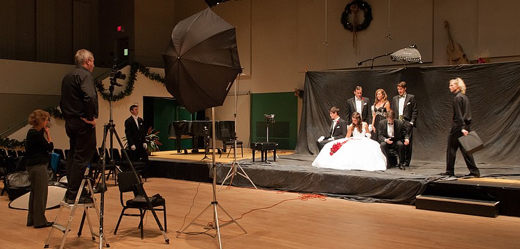 Photographer Al Gordon prepares to shoot the Taaffe family