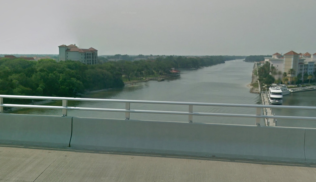 The Intracoastal Waterway, as seen from the Hammock Dunes Bridge (Image from Google Maps)