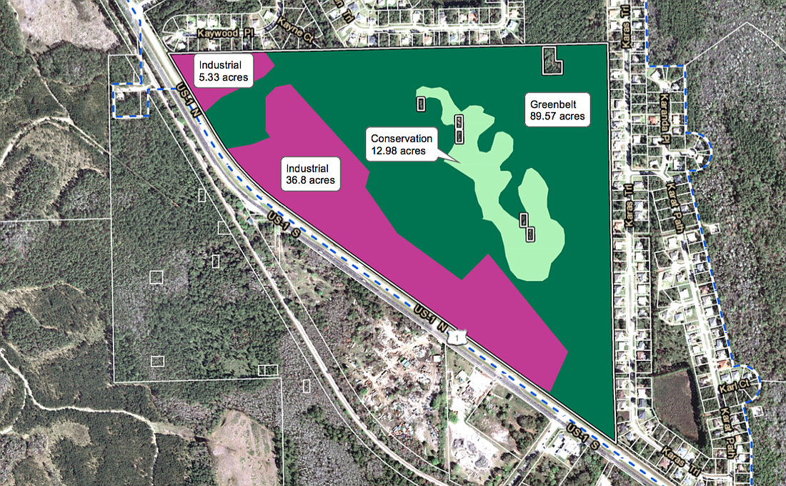 This parcel of land between U.S. 1 and Karas Trail could be used for a multifamily development. (Image from city of Palm Coast public meeting documents)