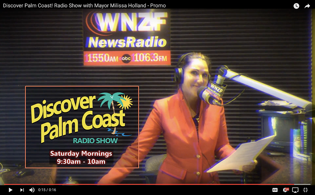 Palm Coast Mayor Milissa Holland will be hosting a weekly city radio show on WNZF Radio. (Image from city of Palm Coast promotional video)