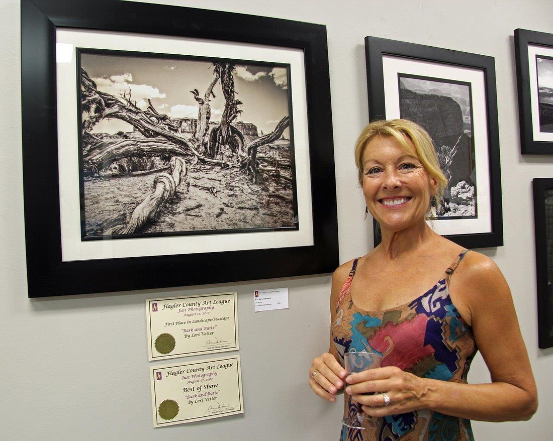 Lori Vetter with her Best of Show entry, "Bark and Butte." Photo courtesy FCAL