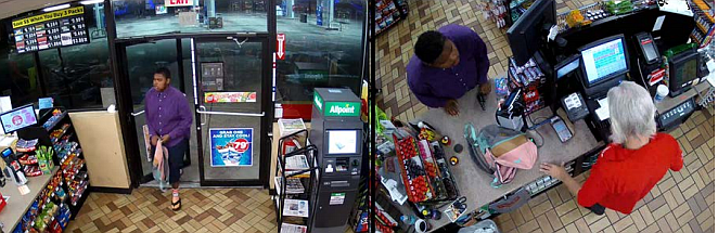 Security footage of the suspect during the armed robbery. Photo courtesy of the Flagler County Sheriff's Office