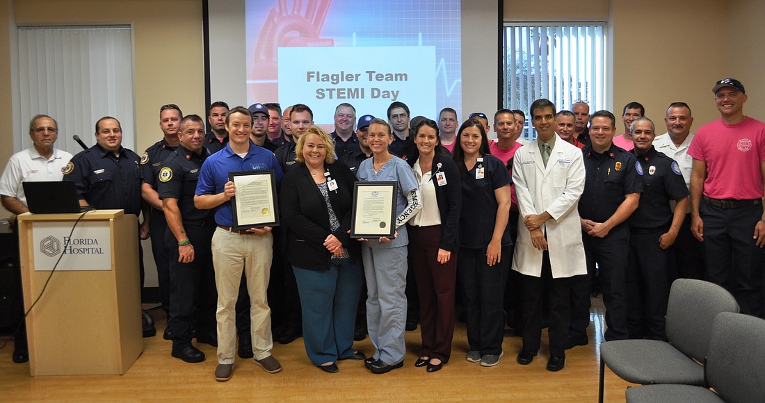 Those in attendance at Florida Hospital Flagler celebrate the county's outstanding response to heart attack patients. Photo courtesy of Lindsay Cashio