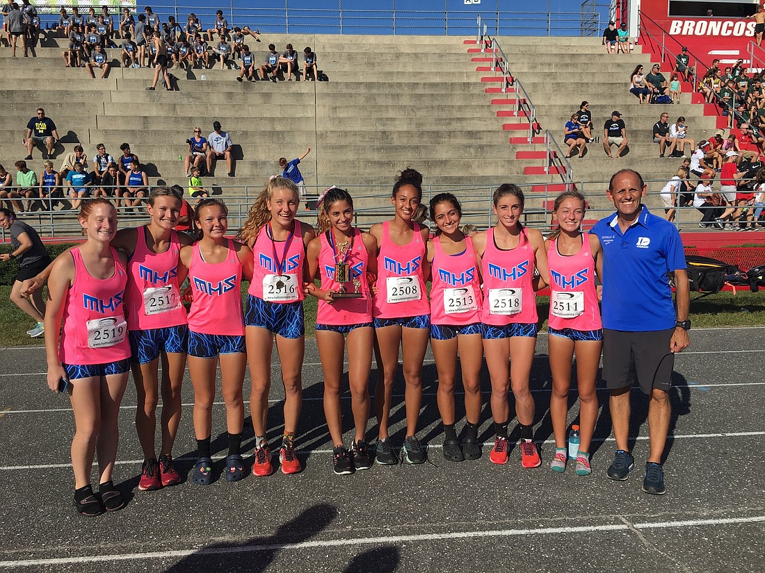 The Matanzas girls cross country team walked away with its first win ever at the SJRAC Championships. Photo courtesy of Danny Weed
