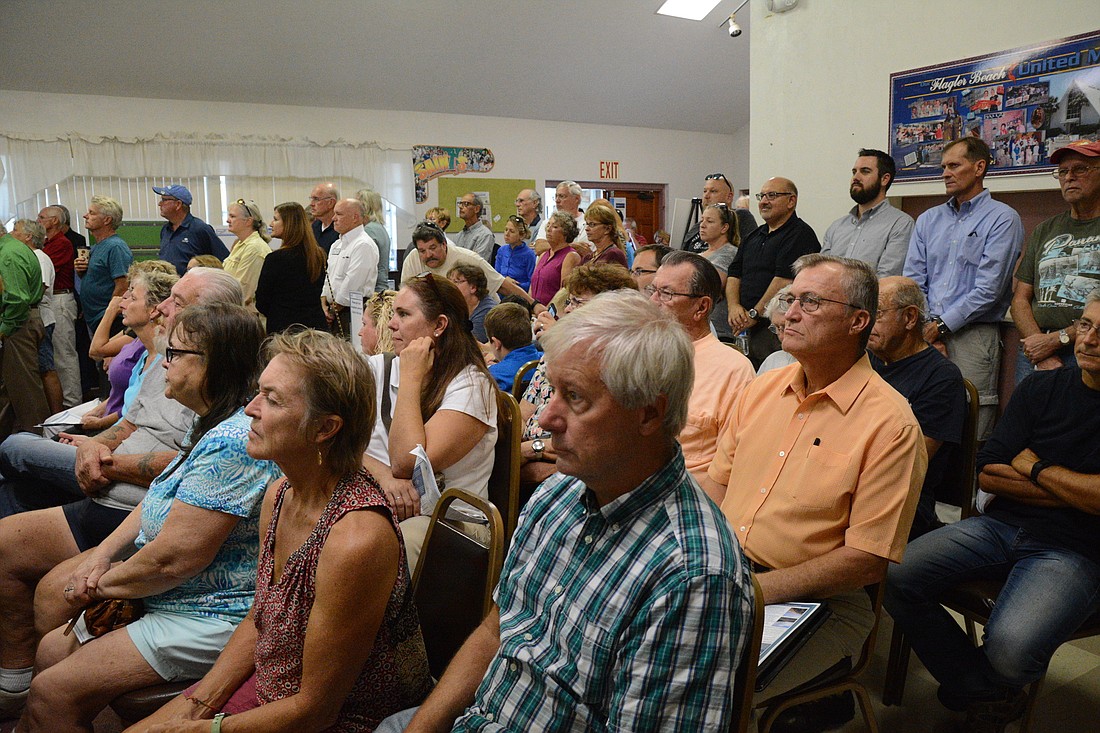 Residents packed the Flagler Beach Methodist Church on South Daytona Avenue for the meeting Nov. 2. (Photo by Jonathan Simmons)