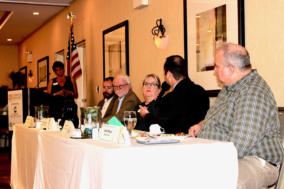 The panel at the Flagler Chamber's Common Ground Breakfast on Nov. 30. Photo by Ray Boone