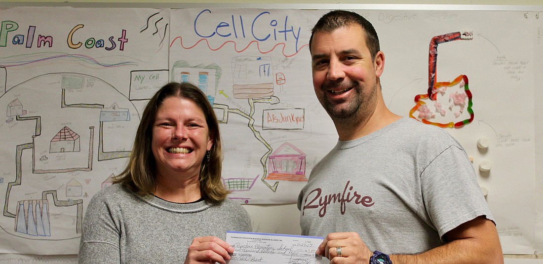 Rymfire Elementary School science teacher Anthony Asay and Media Specialist Melanie Tahan earned funding for drone technology devices to help enhance the sixth grade science curriculum. Photo courtesy of Melanie Tahan
