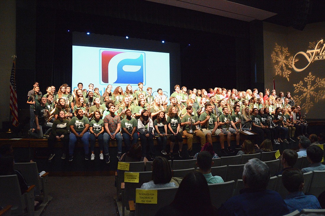 The FPC band is recognized in a ceremony Dec. 19. (Photo by Jonathan Simmons)