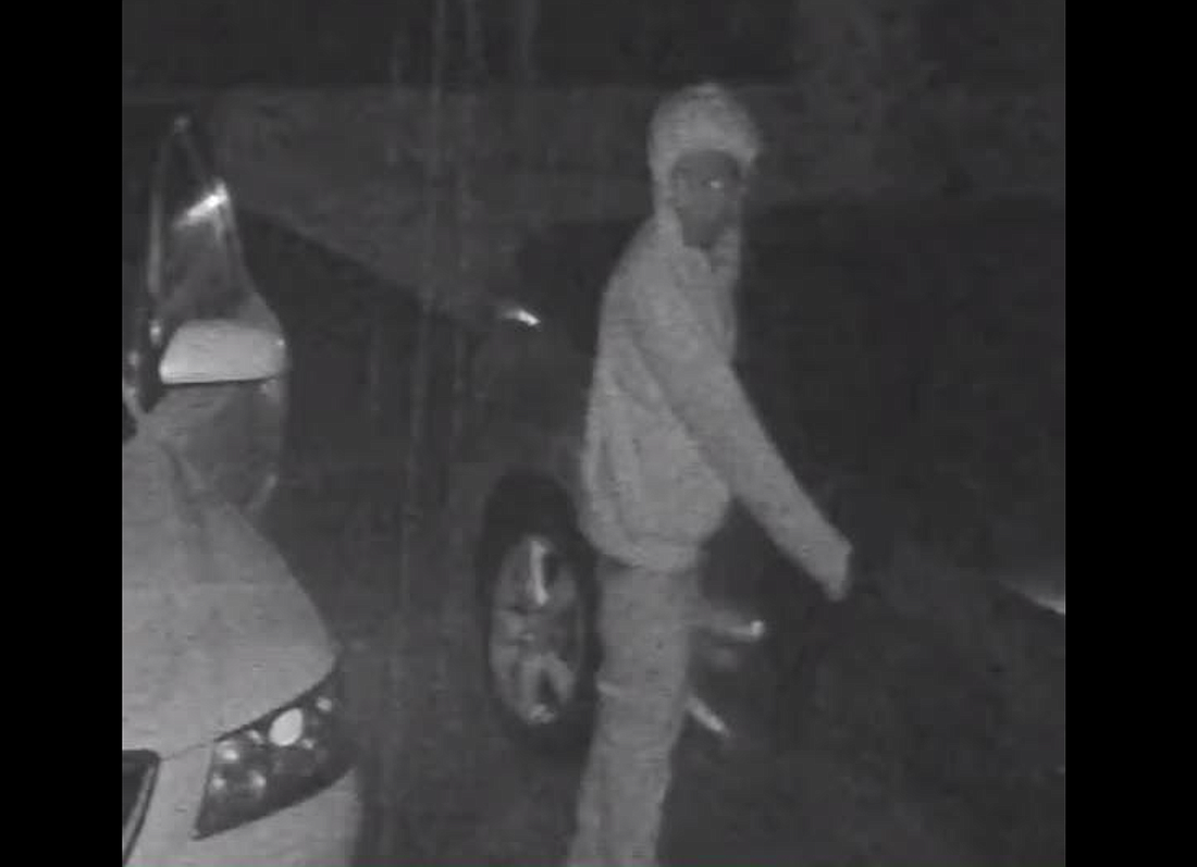 This surveillance video shot from Sleepy Hollow Drive shows a suspect opening car doors. The Sheriff's Office has asked anyone with information to call the Sheriff's Office at 386-313-4911 and mention case 2018-00836. (FCSO)
