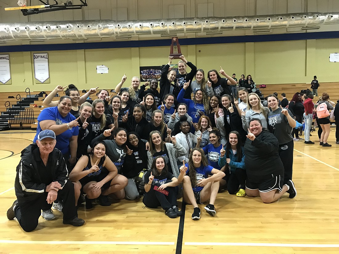 The Pirates' girls weightlifting team won its third-straight district title. Photo courtesy of Sara Novak