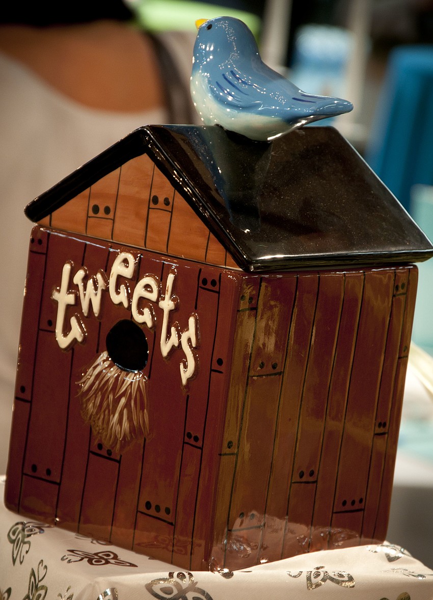 One of the many birdhouses displayed for prizes