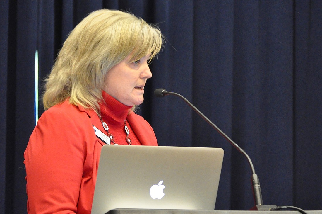Lynette Shott gave the School Board an update on the ESE inclusion initiative Feb. 2. (Photo by Jonathan Simmons.)
