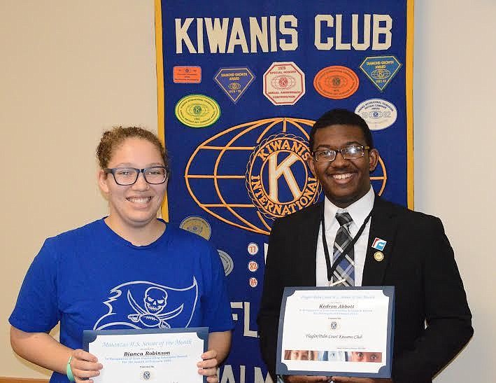 Stacey (Bianca) Robinson and Kedron Abbott were names Seniors of the Month of Feburary by the Flagler - Palm Coast Kiwanis Club. Courtesy photo