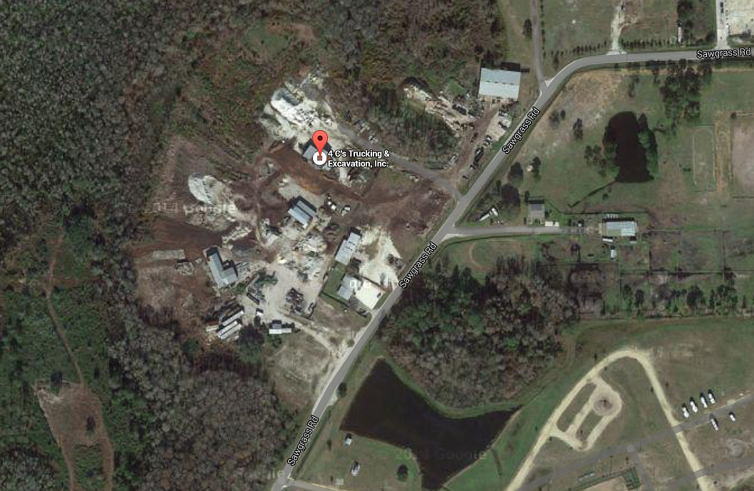 A Google Maps image shows the location of the suspected chop shop on Sawgrass Road. (Image from Google Maps)