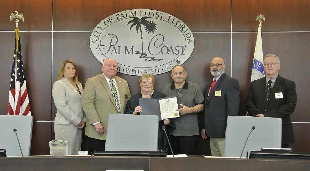 The city of Palm Coast declared March Multiple Myeloma Month. Left to right; Heidi Shipley, Mayor Jon Netts, Jenny Hack, Bill Hack, Steven Nobile, and Bill McGuire. Courtesy photo
