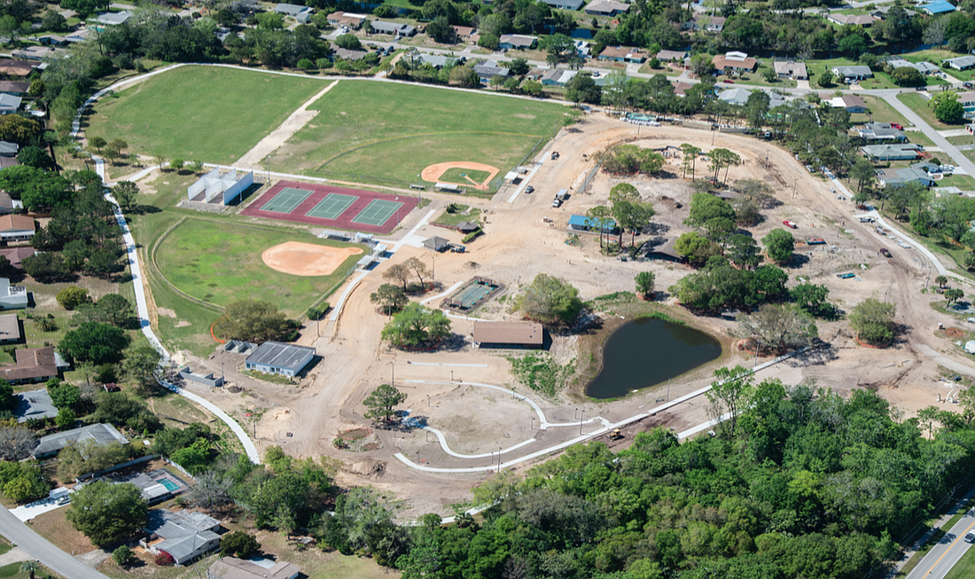 This image, taken by Aerial Innovations and included in a presentation at the April 12 Palm Coast City Council workshop, shows recent work on Holland Park.