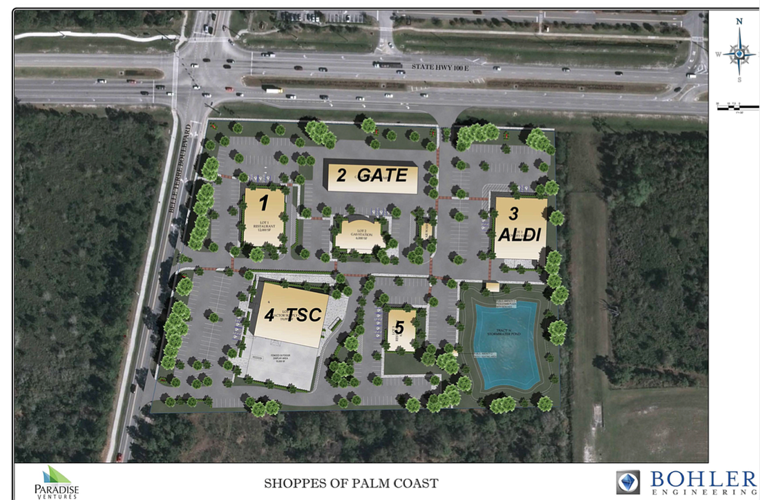 A rendering included in documentation for the City Council's April 19 meeting shows the position of the lots that are under contract. (Photo courtesy of the city of Palm Coast)