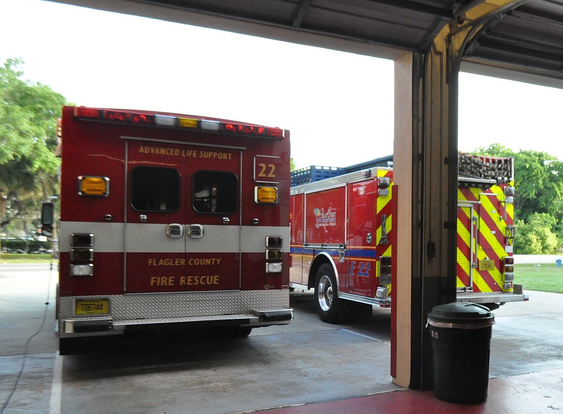 Fire trucks must be custom-built to fit the small bays at Fire Station 22, on Palm Coast Parkway at Clubhouse Drive. (Photo by Jonathan Simmons)