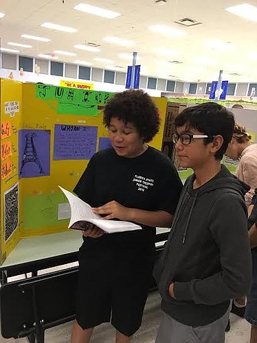 Junior Zemliansky & Nicholas Shubeck, seventh grade students at BTMS, were at the Josh Crews Writing Project book launch on May 12.  Courtesy photo