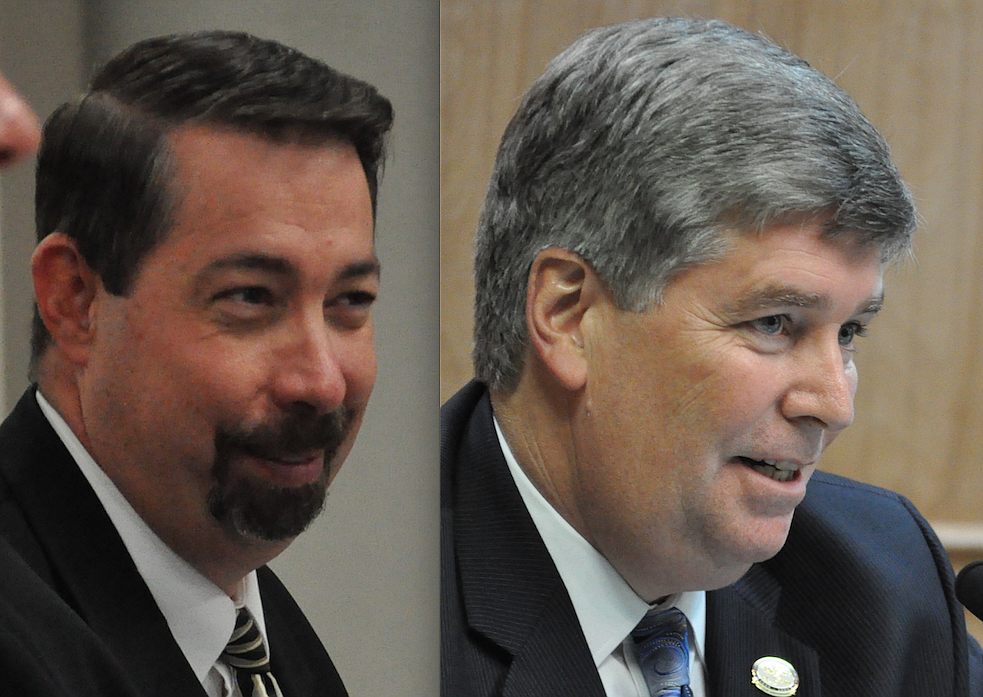 County Administrator Craig Coffey, left, and City Manager Jim Landon (File photos)