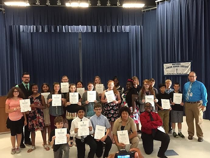 Newest members of the Junior National Honor Society at Buddy Taylor Middle School. Courtesy photo