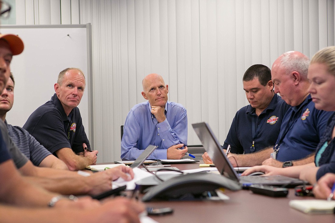 Gov. Rick Scott was briefed about Tropical Storm Colin on June 5. Photo supplied by the governor's press office.