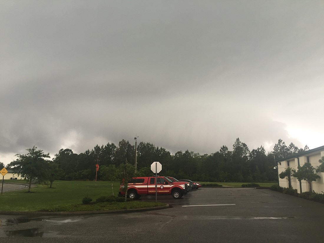 A wall cloud over the Flagler County Emergency Operations Center off State Road 100 in Bunnell. (Photo courtesy of Flagler County)