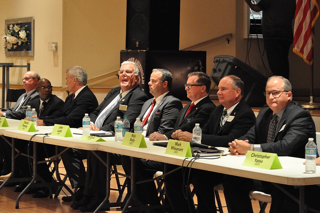 All nine candidates for Flagler County sheriff spoke at a forum June 22. (Photo by Jonathan Simmons)