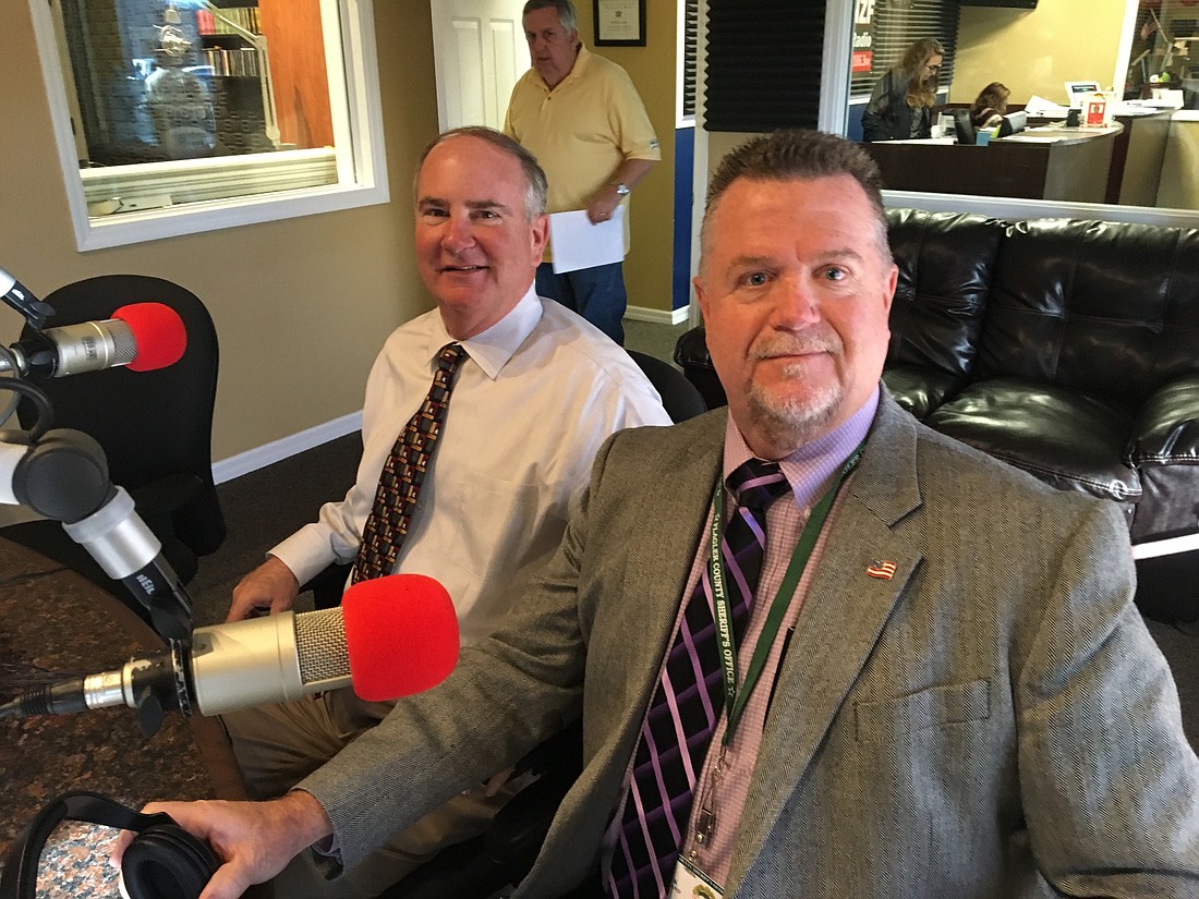 Sheriff-elect Rick Staly, left, with Jack Bisland. Bisland will be Staly's second-in-command. (Photo courtesy of Flagler Broadcasting.)