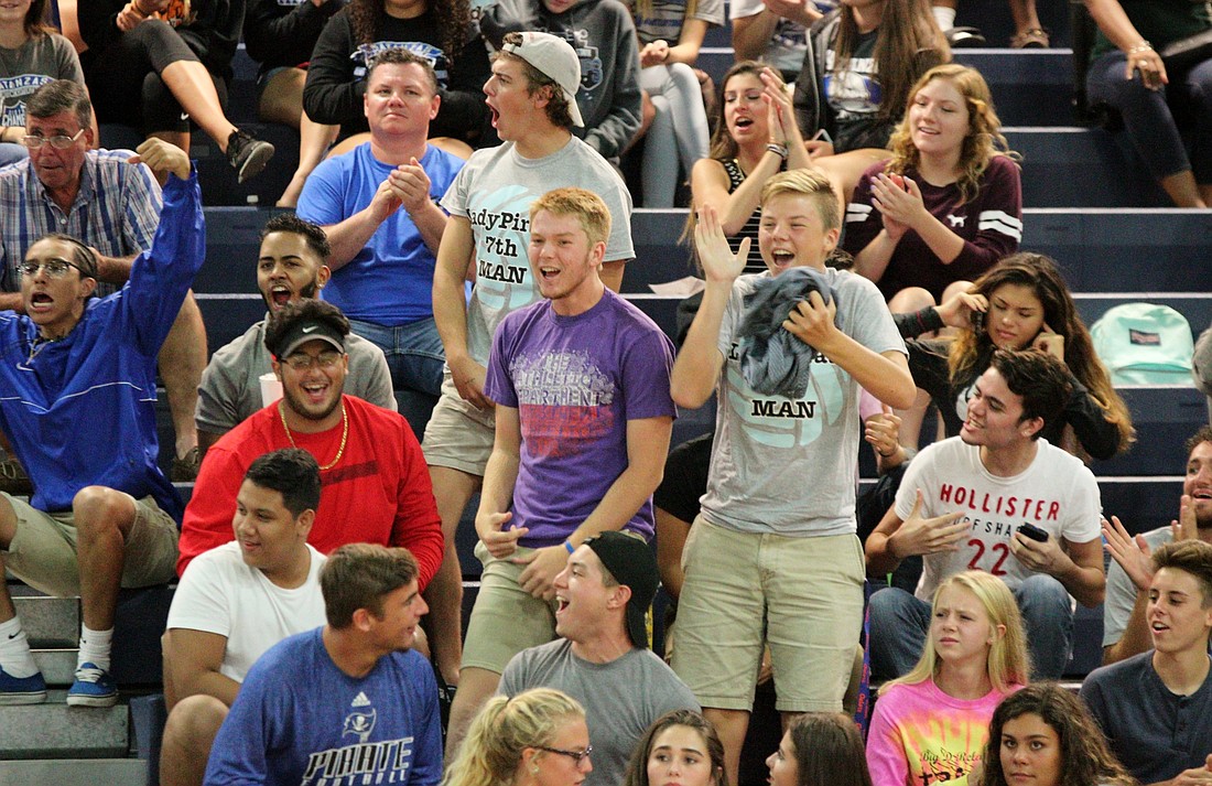 Matanzas student section cheers on the Lady Pirates at a volleyball game this past season. File photo