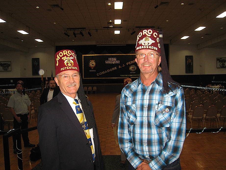 Potentate Commodore A.J. Perry and Flagler County Shrine Club President Steve Johnson. Visit the club at 9 a.m. on the first Saturday of each month, at Golden Corral. (Courtesy photos)