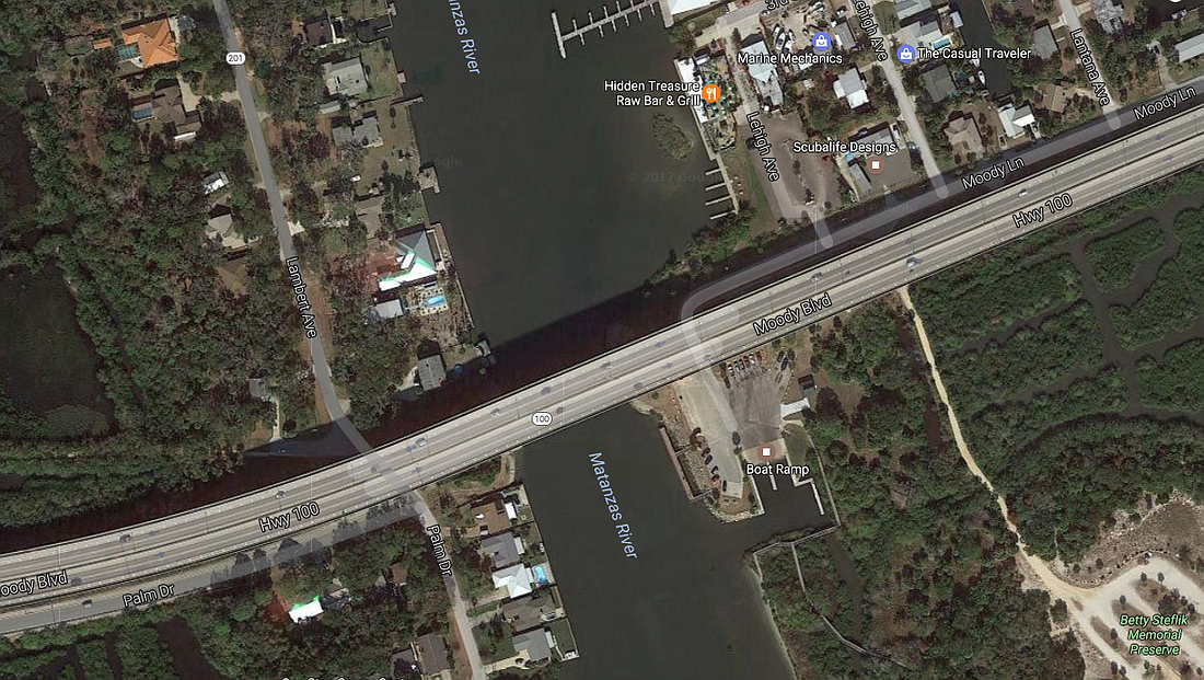 Janis Washburn, 68, was found dead in the Intracoastal Waterway near the S.R. 100 bridge in Flagler Beach. (Image from Google Maps)