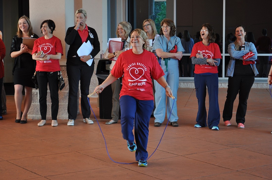 Susie Corso, Florida Hospital Flagler director of surgical services, jumps rope Feb. 3. Photo courtesy of Florida Hospital Flagler