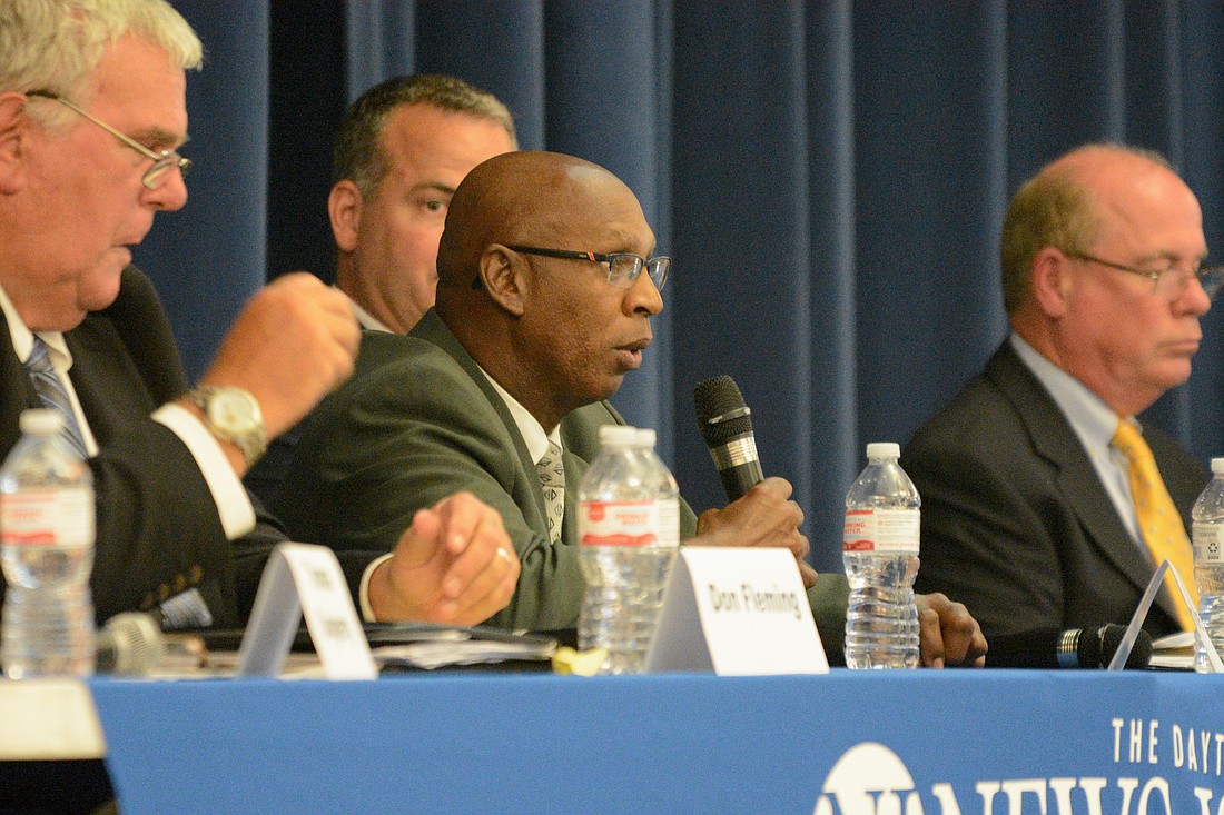 Sheriff candidate Larry Jones, a Democrat, speaks during a candidate forum Aug. 8. (File photo)