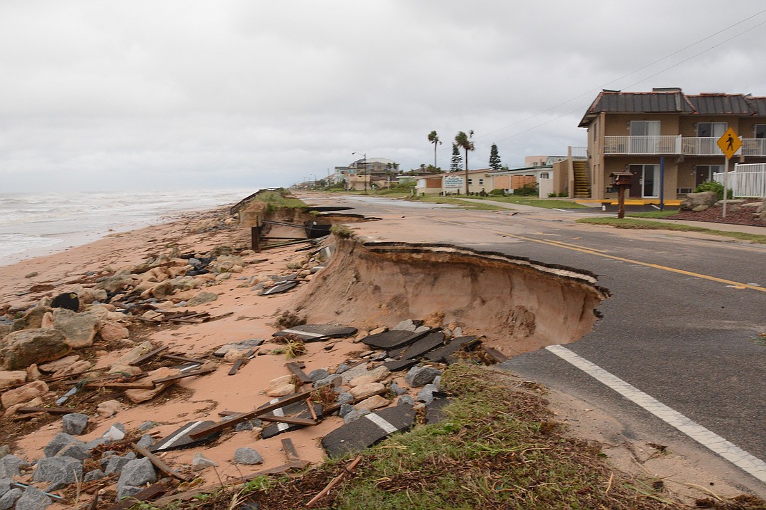 Oceanshore Boulevard is not drivable. (Photo by Jonathan Simmons)