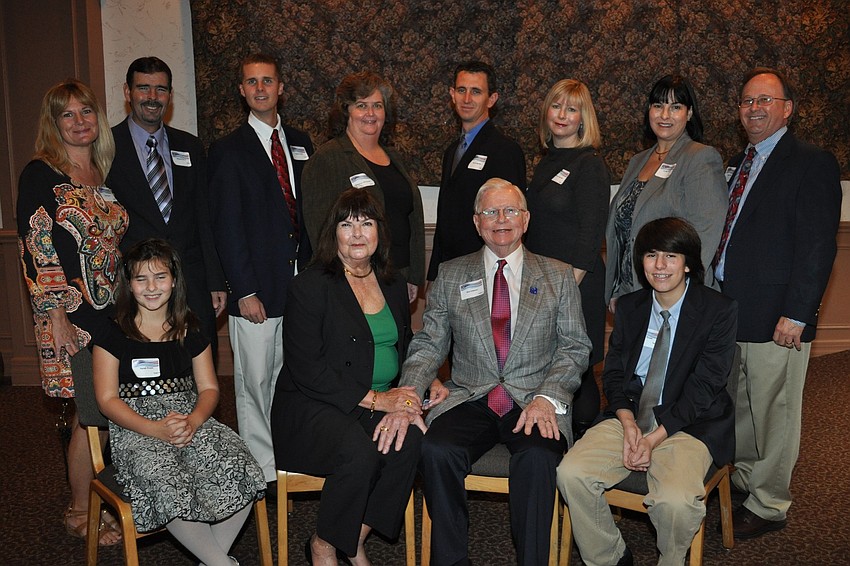 Back: Tracy and MIchael Lucci, John Troutt, Jeannene Mironack, Kathryn and Kevin Sperber, Cecilia and John Troutt.  Seated:  Sarah Trout, Pat and Senator Bob Johnson and Alex Troutt.