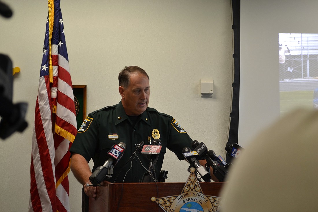 Sarasota County Sheriff Tom Knight announced Friday he was arresting three youth football coaches and a player for their actions at an Aug. 27 game.
