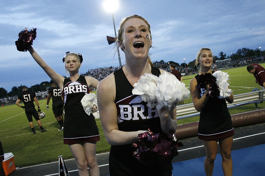 Tori Kwiatkowski led the spirited Braden River crowd in cheers.
