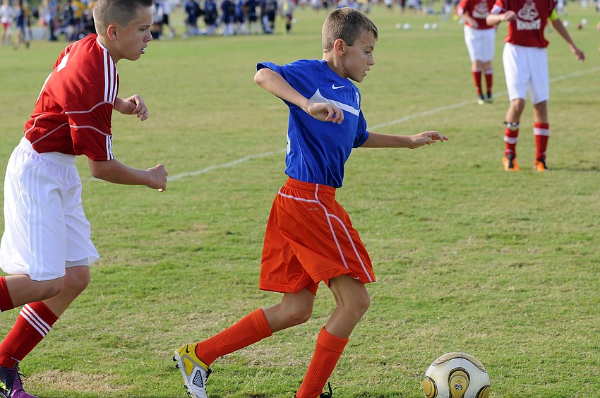 Donovan Ingley helped lead Gainesville Soccer Alliance to a 5-0 victory over the North Fort Myers Knights in the first game of the tournament.
