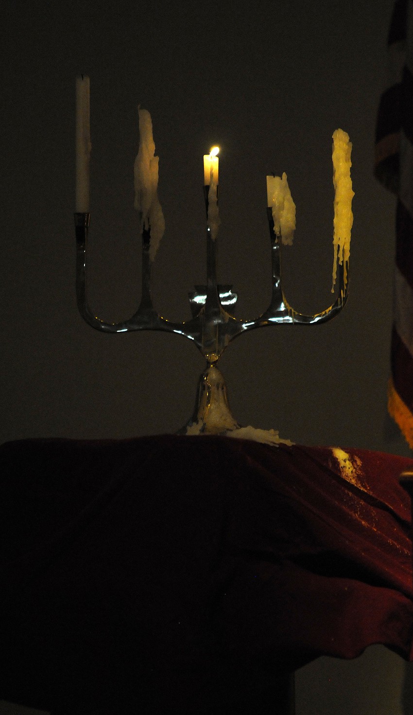 A lone candle was left burning to symbolize how the events of 9/11 will never be forgotten.