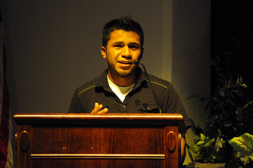 Juan Urieta read a piece by fellow student Kyle Anderson.