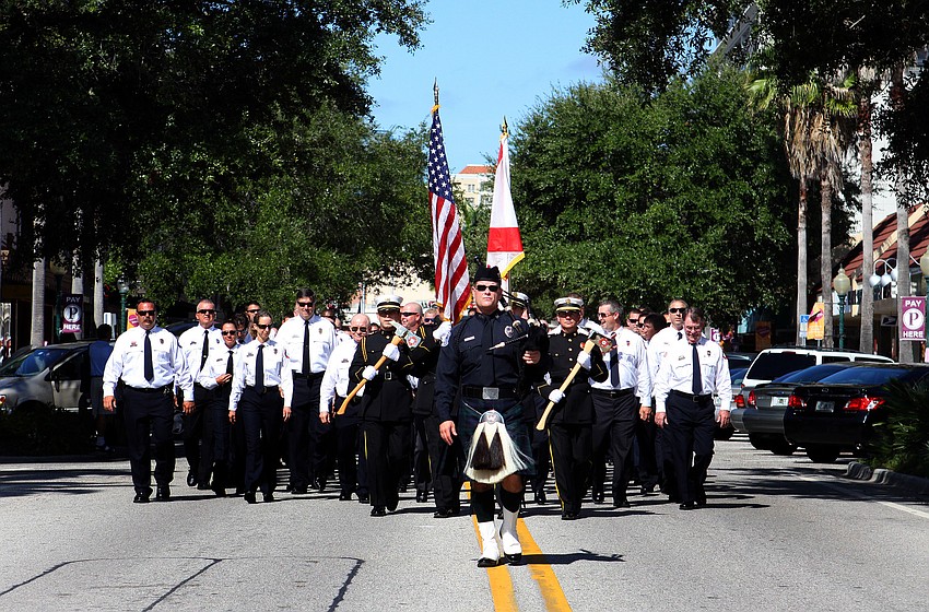 The Sarasota County Firefighters made their way down Main street Sunday, Sept. 11, for the Remembrance March and Celebration.