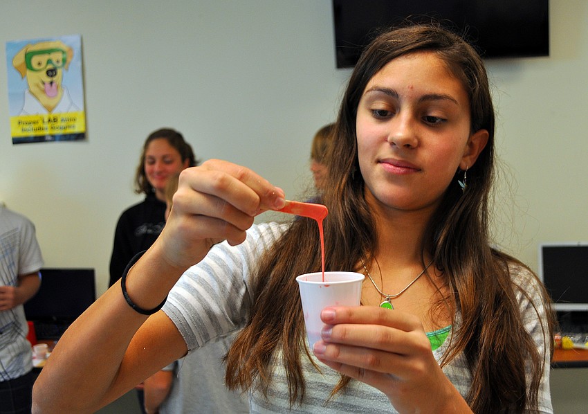 Alex Fontecha, 13, looks quizzically at the edible 