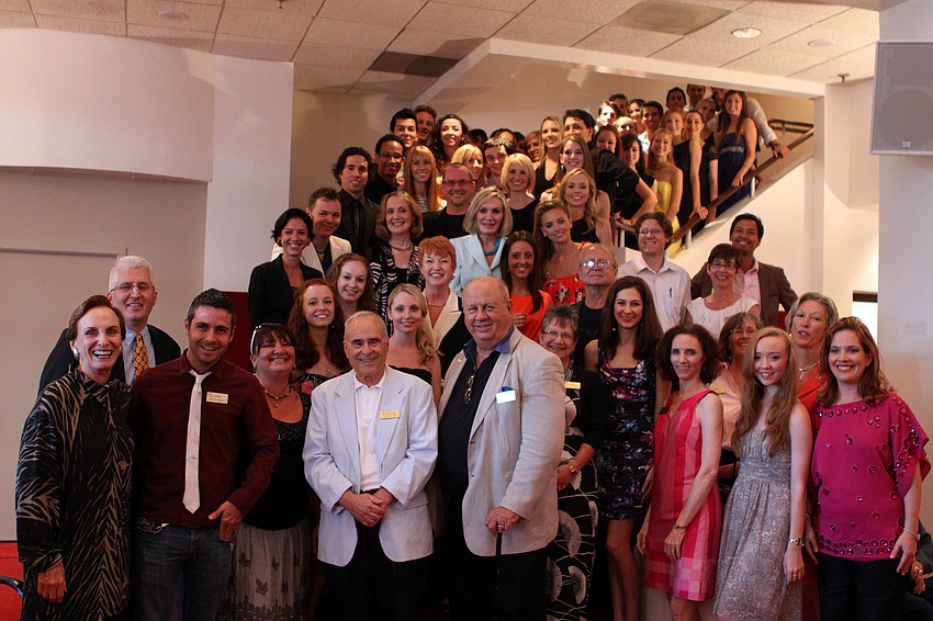 A group photo of the board and the company of the Sarasota Ballet pose together Friday, Sept. 23, during the Meet Me at the Barre event at the FSU Asolo Center For The Performing Arts.