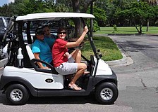 Golfers started play shortly after 1 p.m.